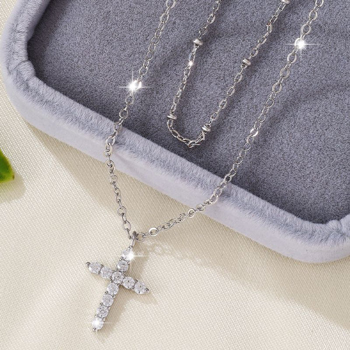 Wholesale Zircon Cross Clavicle Chain Necklace for Women, Personalized Necklace