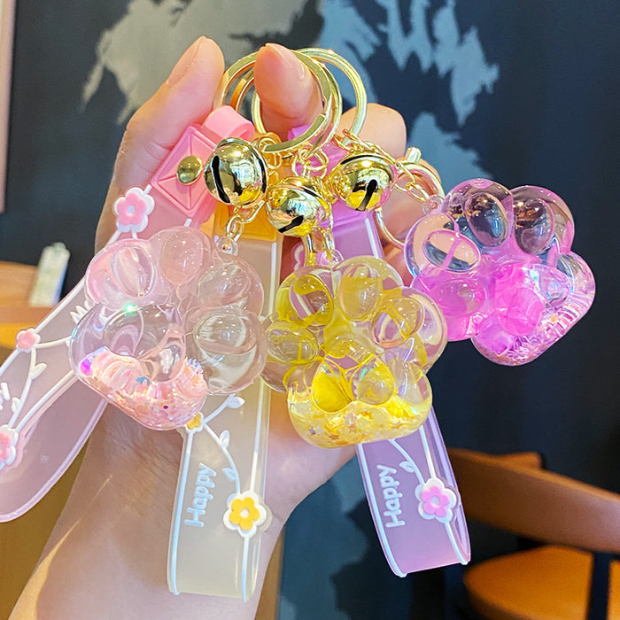 Wholesale Oil-filled Preserved Flower Cat' s Paw Sand Bottle Keychain