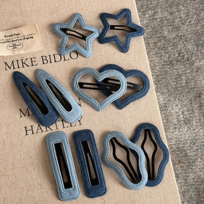 Wholesale Denim blue fabric bb clip cute dopamine baby hair clip broken hair side clip bangs hair accessories new