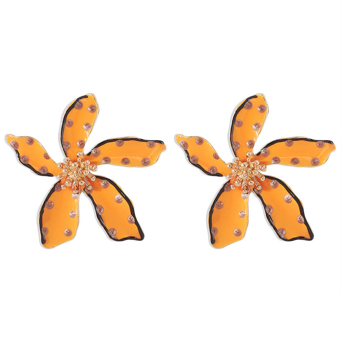 Wholesale Alloy Drop Oil Flower Polka Dot Earrings JDC-ES-QianDi028