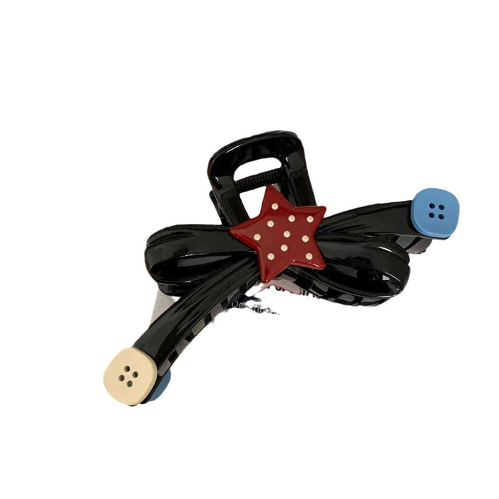 Wholesale Fun Contrast Color Wave Dot Star Button Grab Clip Large Bow Shark Clip Half Tie Disc Hairpin Hair Quantity Multi-hair Grab