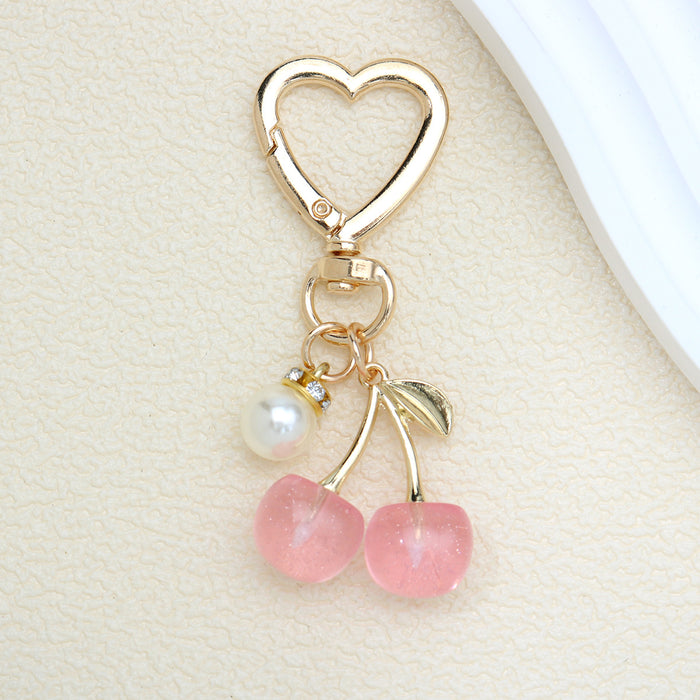 Wholesale Cute Fruit-Shaped Cherry Keychain Zinc Alloy Bag CharmTrendy Gift for Women MOQ≥2