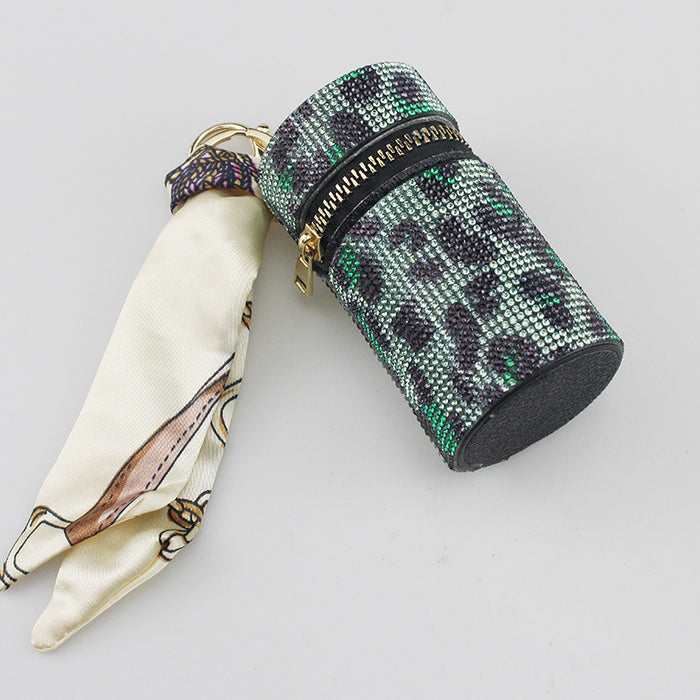 Wholesale Purple Rhinestone Lipstick Perfume Bottle Keychain Bag Charm Everyday Car Key Accessory