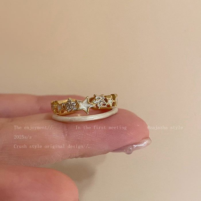Wholesale Shell double-layer ring, new minimalist and niche design, index finger ring, light luxury and high-end ring