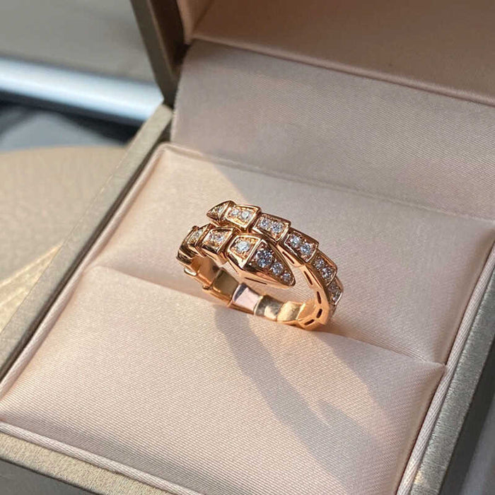 Wholesale Small Snake  Diamond Snake Bone  Open Ring Women's Index Finger Texture Ring