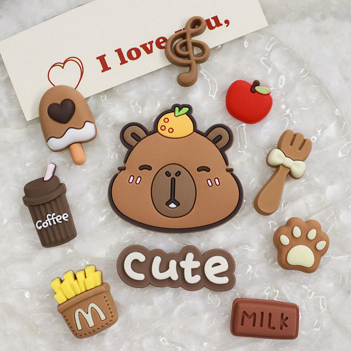 Wholesale 10pcs Cartoon Card Capybara Mobile Phone Case Water Cup Shoes iPad Shell Accessories Decoration Patch