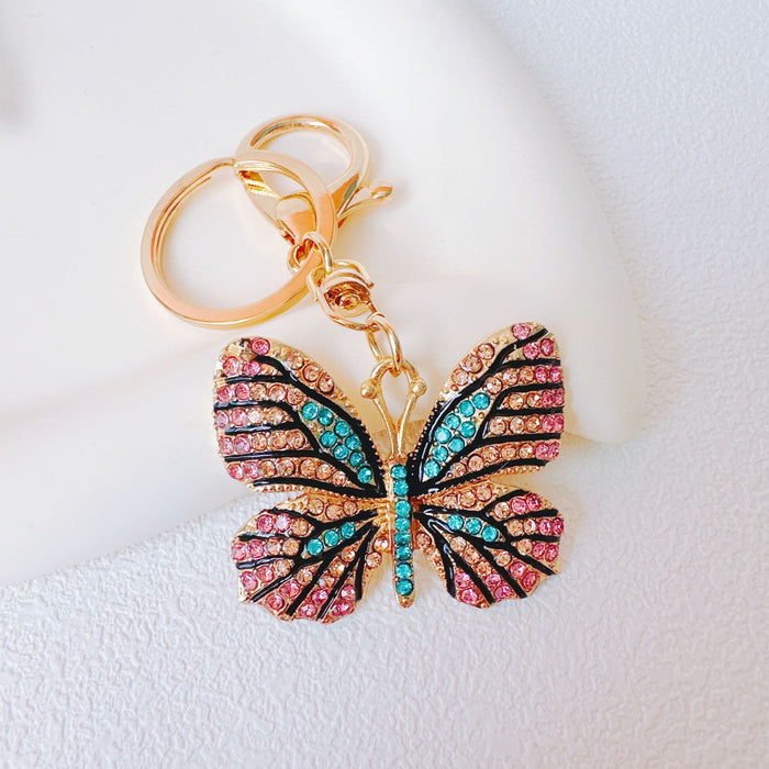 Wholesale Rhinestone Painted Colorful Butterfly Zinc Alloy Keychain JDC-KC-ZhanLun007