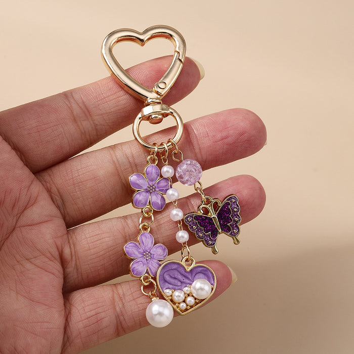 Wholesale Butterfly Heart Flower Metal Keychain