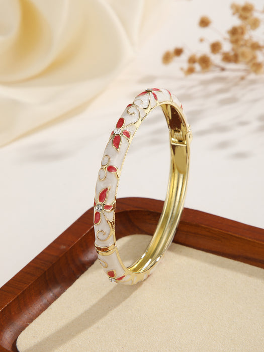 Wholesale Alloy Four Leaf Clover Open Bangle With Drip Oil Enamel Fashion Jewelry Accessory For Everyday Wear And Gift