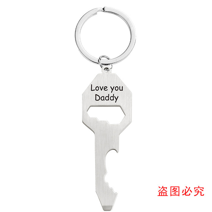 Wholesale Multifunctional Bottle Opener Screwdriver Wrench Father's Day Alloy Keychain JDC-KC-GangGu047