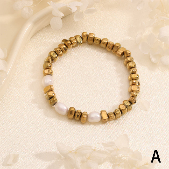 Wholesale Irregular Beaded Pearl Elastic Bracelet JDC-BT-TianYi002