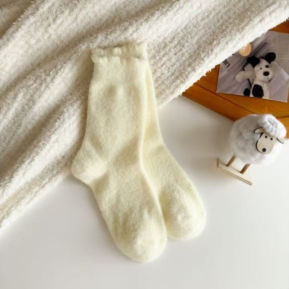 Wholesale Socks, mid tube socks, thick velvet, warm home floor socks, solid color sleep socks