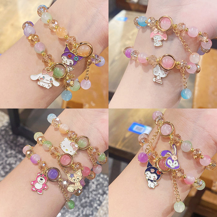 Wholesale Children' s Crystal Beaded Double Color Glaze Bracelet