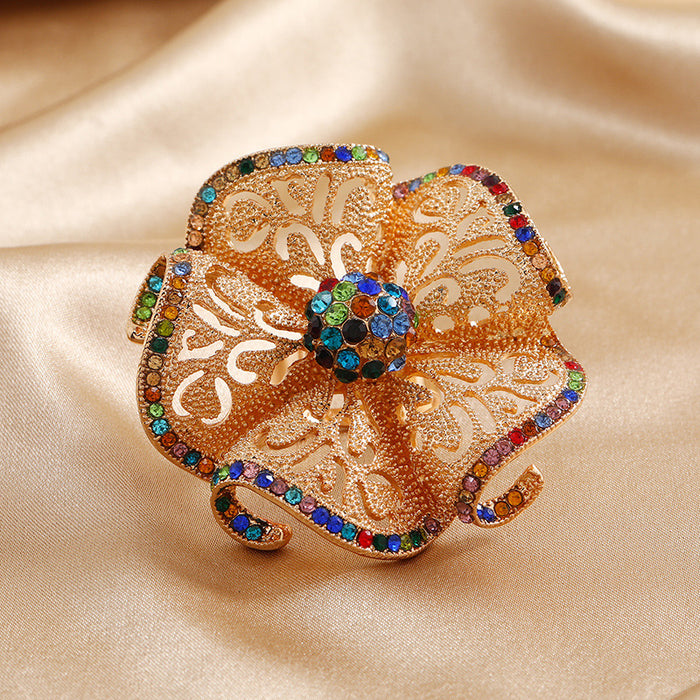 Wholesale Fashionable exaggerated opening noble temperament retro hollow diamond inlaid ring