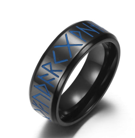 Wholesale Retro Text Printed Titanium Steel Ring JDC-RS-YuYuan009