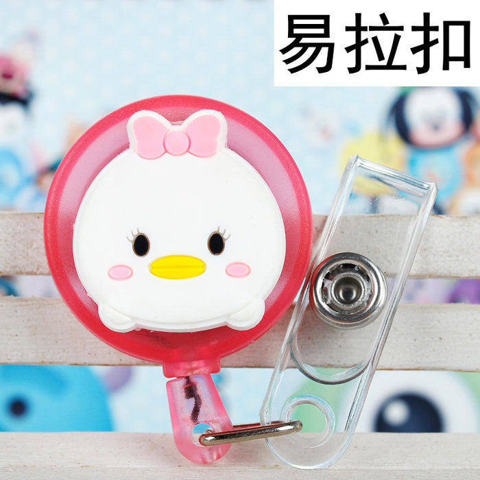 Wholesale Cartoon Badge Scroll Retractable Plastic Keychain JDC-KC-LuoKe001