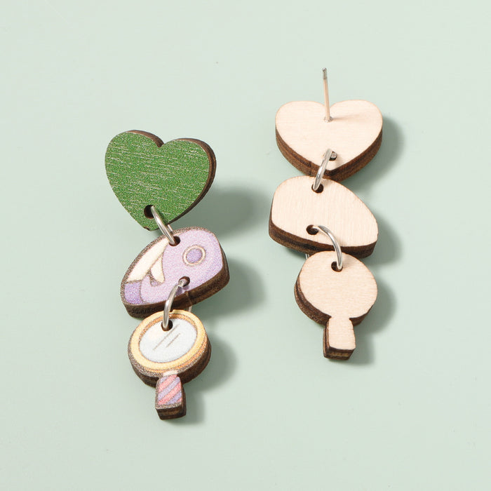 Wholesale  color printing connection long earrings niche all-match earrings