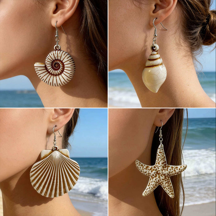 Wholesale Vintage Ocean Shell Acrylic Earrings Boho Style Fashion Accessory for Resale MOQ≥2