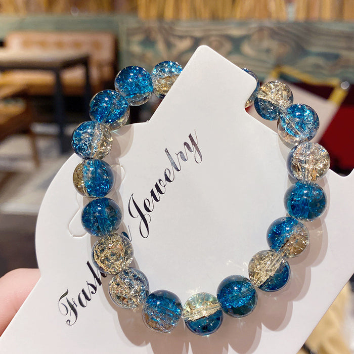 Wholesale Glass Bead Bracelet Ice-Clear Two-Tone Violet Children' s Jewelry Accessory MOQ≥2