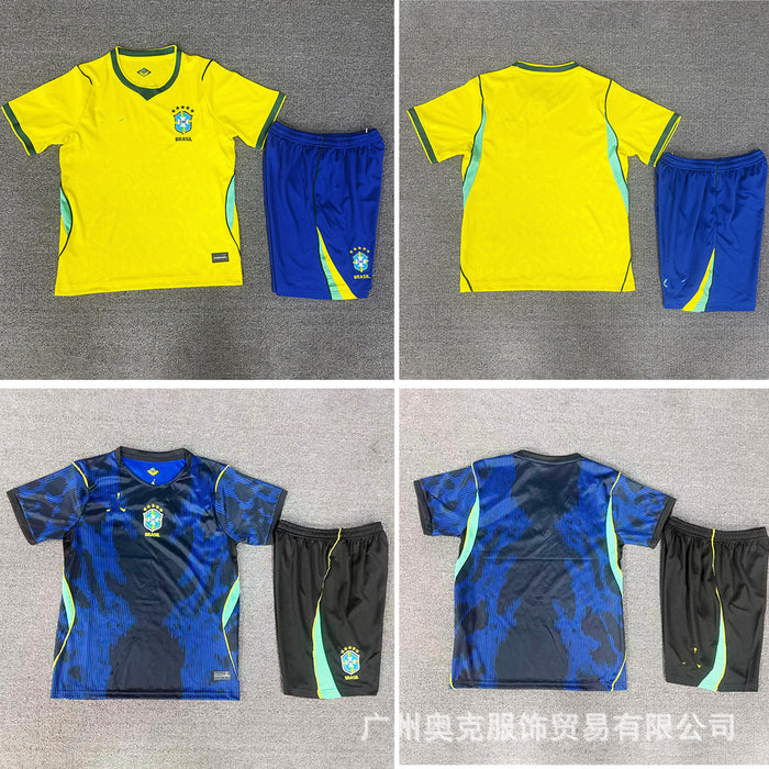 Wholesale Brazil World Cup Football Jersey Children' s Short Sleeve Soccer T-Shirt