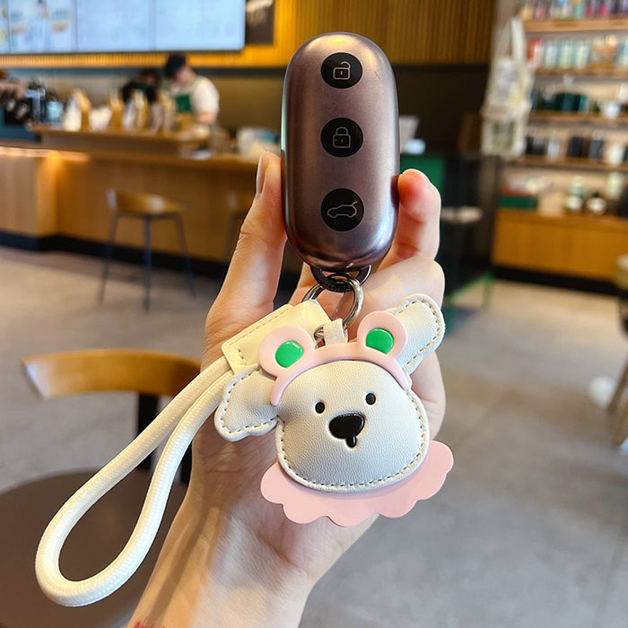 Wholesale PU Leather Dog Cartoon Keychain Pendant Car Keyring Accessory Boutique Gift