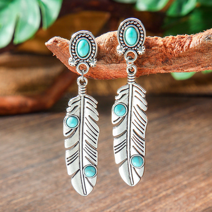 Wholesale 2pcs Bohemian Turquoise Retro Distinctive Earrings