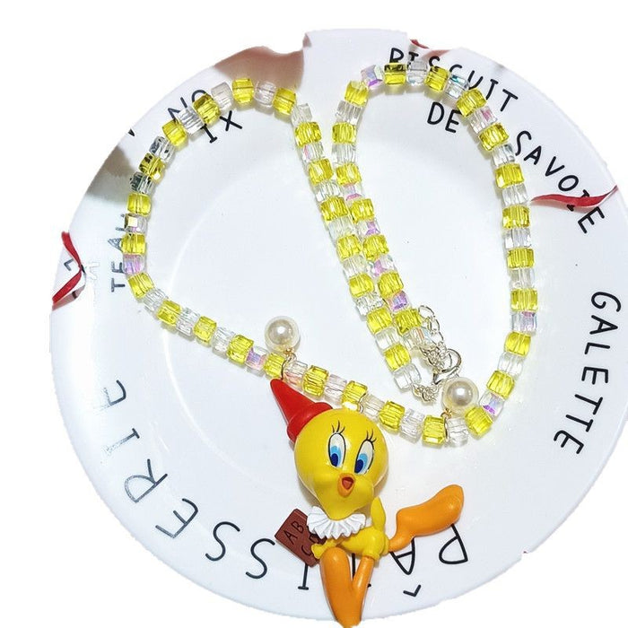 Wholesale Biling Shiny Crystal Necklace Cute Resin Cartoon Short Necklace Women' s Children' s Jewelry