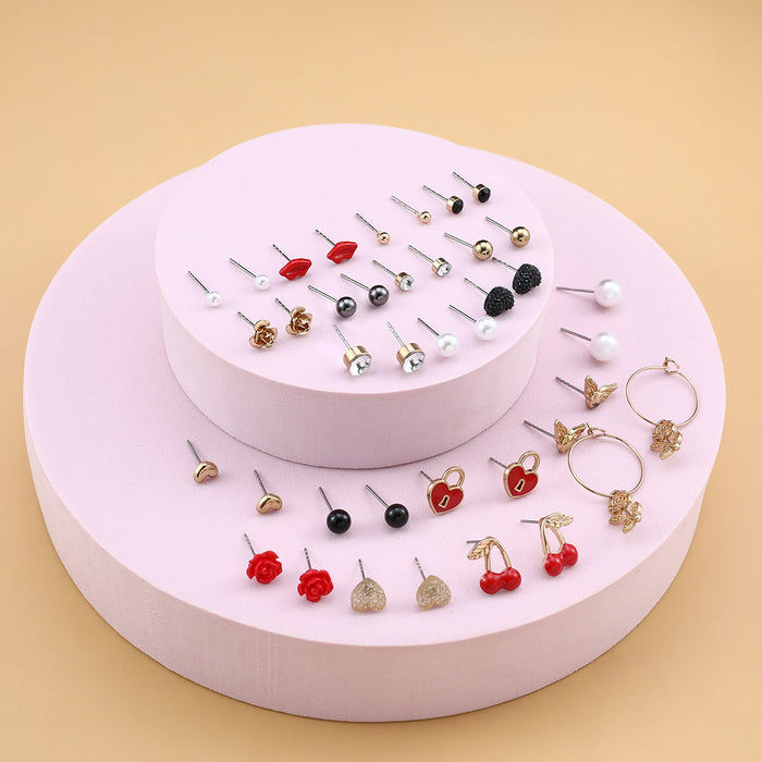 Wholesale Heart-Shaped Earring Set Combination  Jewelry