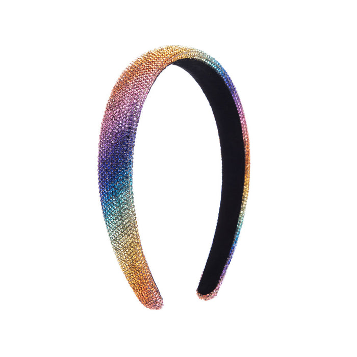 Wholesale Simple Rainbow Full Diamond Headband JDC-HD-HM021