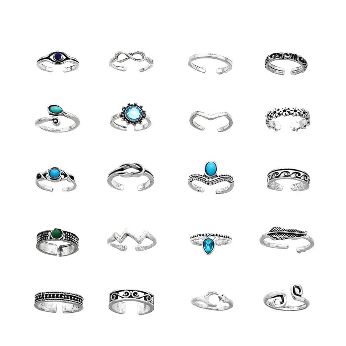 Wholesale Foot Ring Retro Turquoise 20-Piece Set