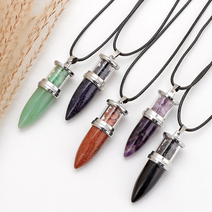 Wholesale Bullet shaped pendant necklace with inlaid embellishments