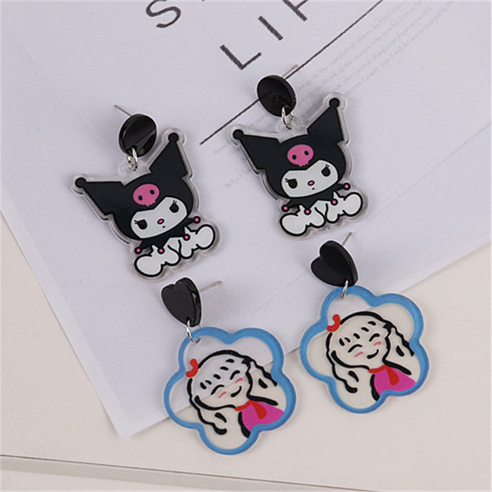 Wholesale Embossed Transparent Girl Graffiti Acrylic Print Earrings JDC-ES-ChouD024