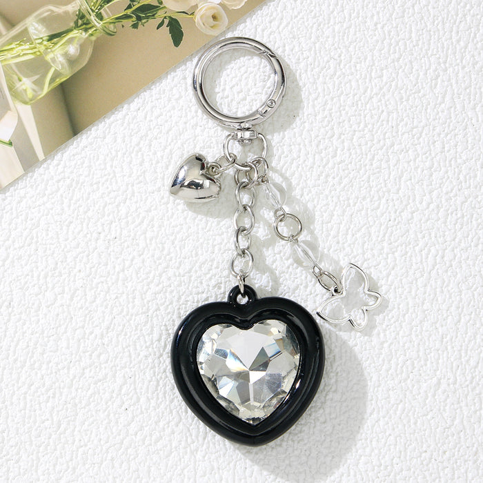 Wholesale Acrylic Butterfly Heart Car Keychain Bag Charm Pink Sweet Style  Gift Accessory MOQ≥2