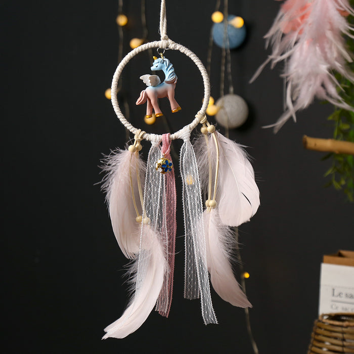 Wholesale Dream Catcher Feather Resin Unicorn Pendant MOQ≥2 JDC-DC-MengS060