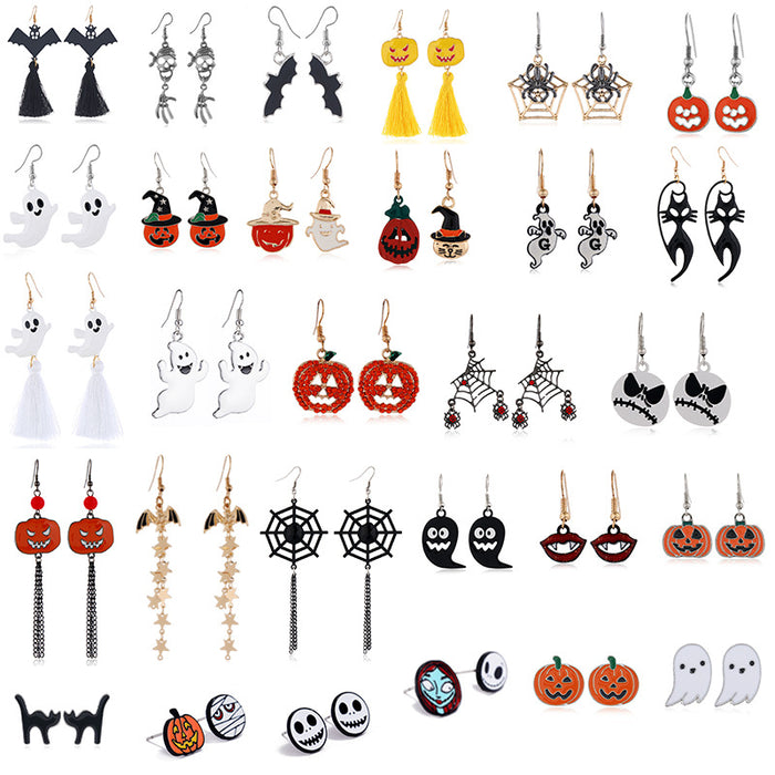 Wholesale Halloween Series Skull Spider Pumpkin Alloy Earrings JDC-ES-HengX006