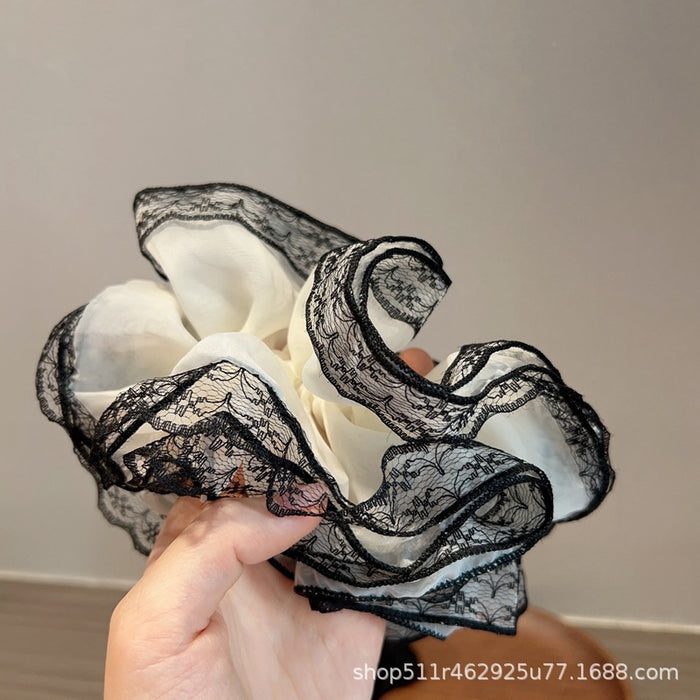 Wholesale Design Lace Hollow Lace Hair Ring Women's Elegant Big Bowel Ring Hair Accessories