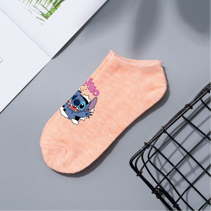 Wholesale Cartoon Simple Breathable Short Style Multi-color Cotton Crew Socks JDC-SK-WuDM001