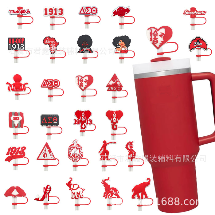 Wholesale 50pcs Red Community Straw Cap  Decorative Dust Plug Straw Cover