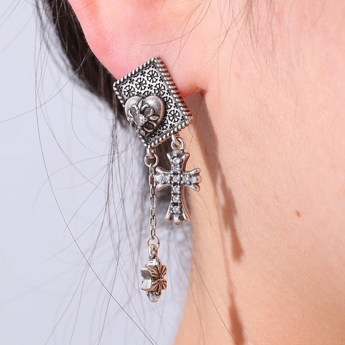 Wholesale Diamond cross earrings,  all-match tassel earrings