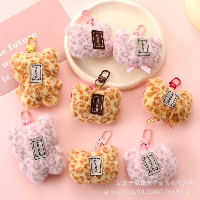 Wholesale 5 PCS Cute big-eared animal leopard print cat keychains
