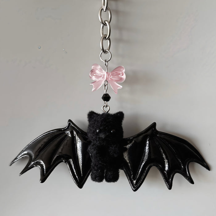 Wholesale Sweet Cool Bear Wings Bat Design Keychain Bag Charm Wool Pendant For Bags And Phones Resale Party Accessory