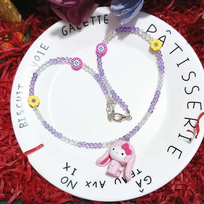 Wholesale Cartoon Unicorn Rabbit Dress-up Color Beaded Necklace Niche Clavicle Chain Personality Design Sense Neck