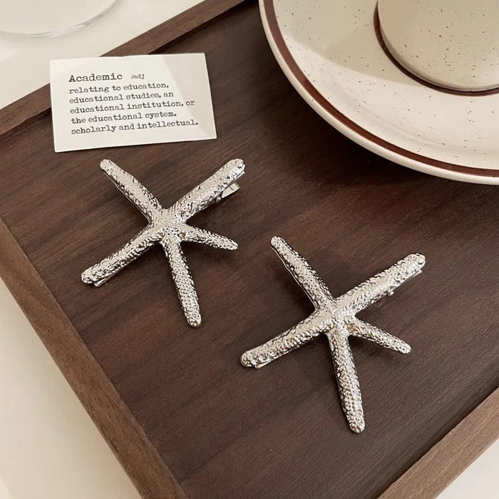 Wholesale silver Starfish Hairpin Women's Bangs Duckbill Clip Sweet Cool Hot Girl Side Clip Side Broken Hair Hairpin Hair Accessories Hair Accessories