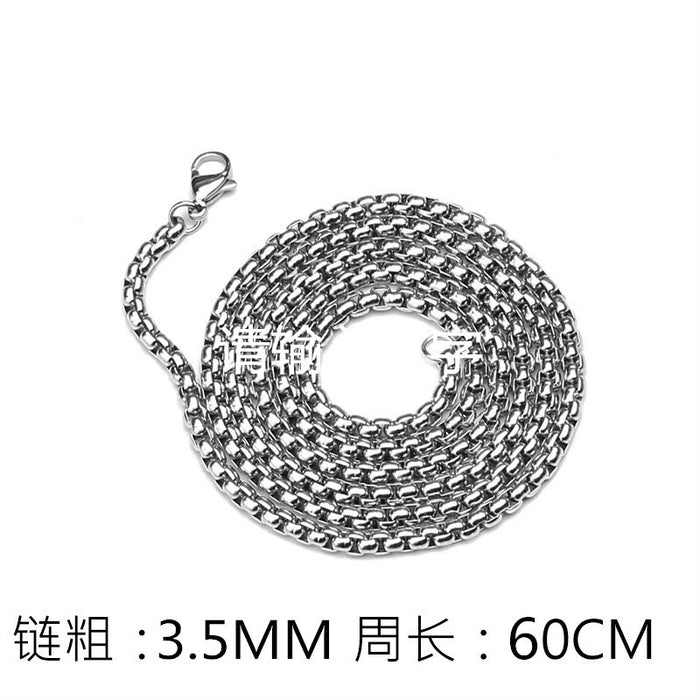Wholesale Stainless steel square pearl necklace, titanium steel jewelry with chain, thick chain, men's snake bone chain, plain chain, simple