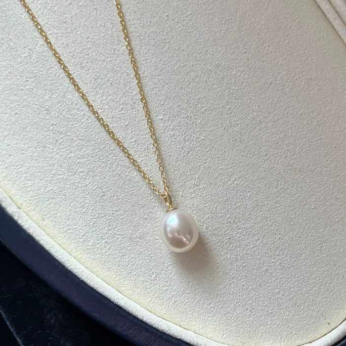 Wholesale Natural Freshwater Pearl Pendant s925 Silver Plated 18k Gold Necklace White Light