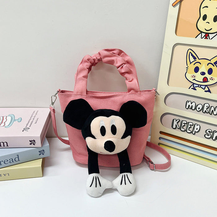 Wholesale Canvas cartoon plush bucket shoulder bag that can be carried by hand