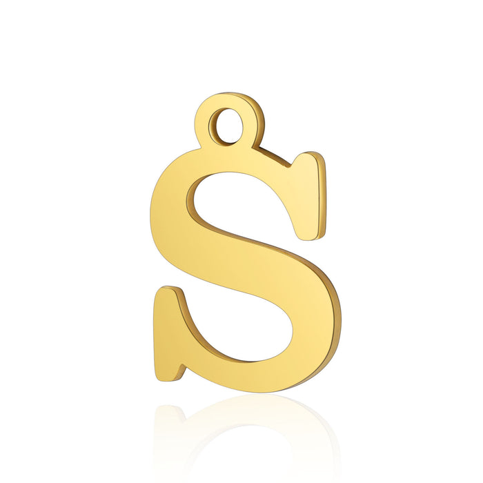 Wholesale 5 Pcs Titanium Steel Letter 26 Gold Capital English Letter Pendants JDC-PT-QZ001