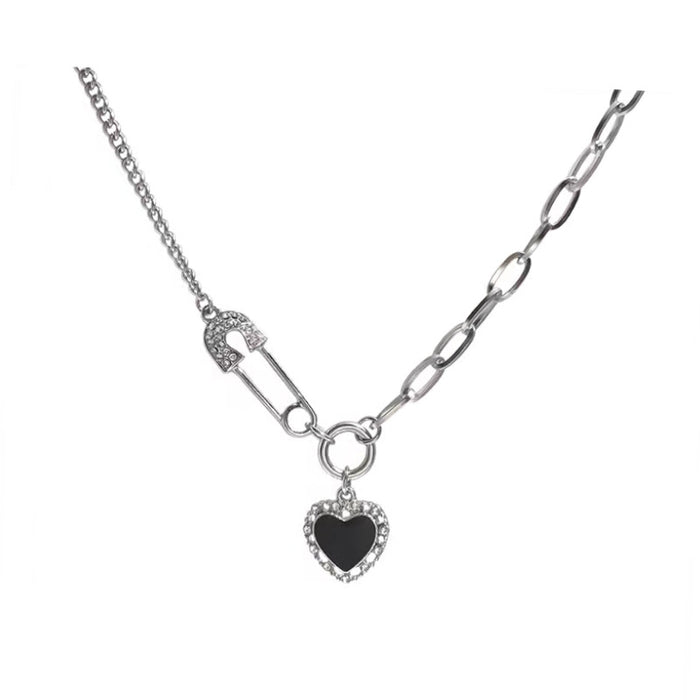Wholesale Titanium steel necklace with heart-shaped collarbone chain design, niche and versatile, spliced necklace accessory