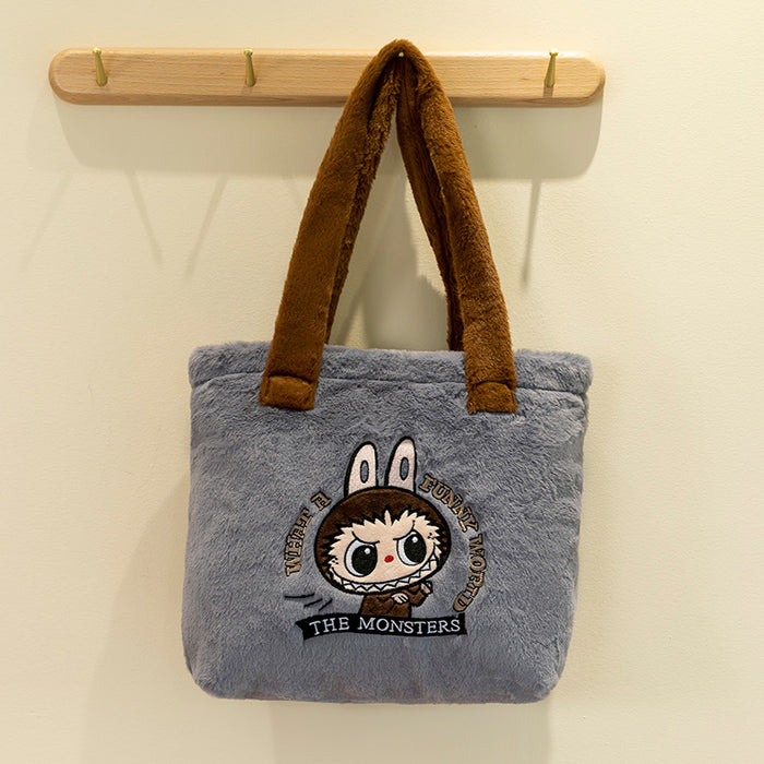 Wholesale Children' s plush bag new cartoon messenger bag large capacity pull cloth doll bag plush toy mobile phone bag