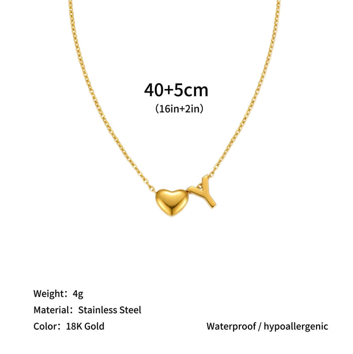 Wholesale Clavicle chain jewelry accessory 26 letter heart pendant titanium steel necklace